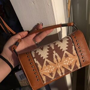 Brown and Tan Patterned Women's Bag